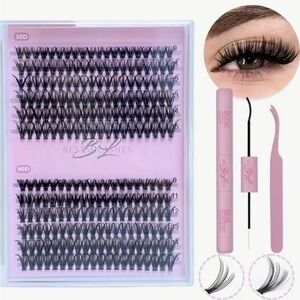 240 pcs Black False Eyelash cluster kit Set with Applicator